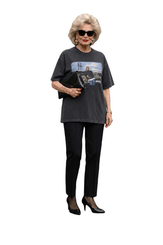 1990s Black Cotton T-Shirt - Model