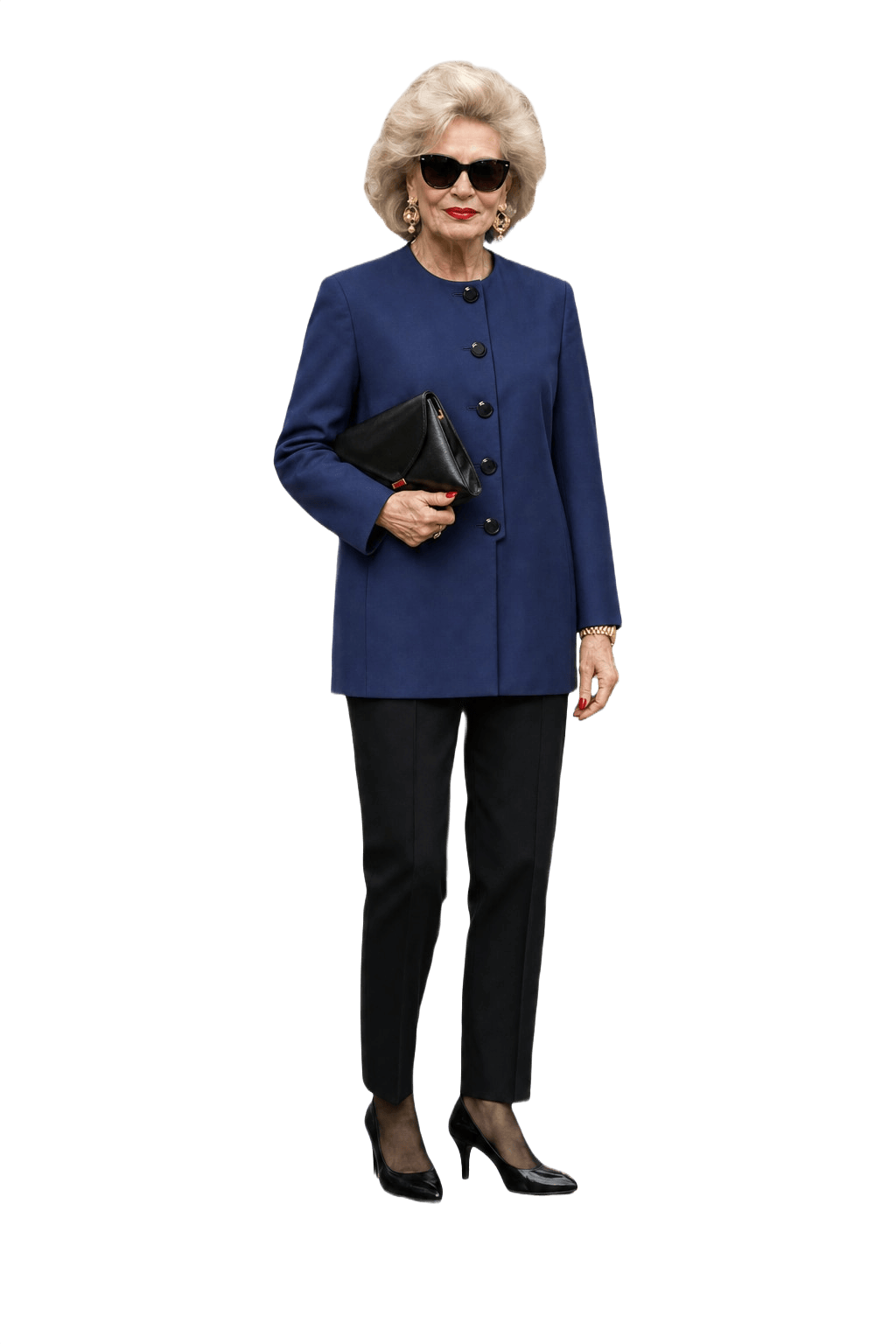1980s Navy Blue Wool Blend Blazer - Model