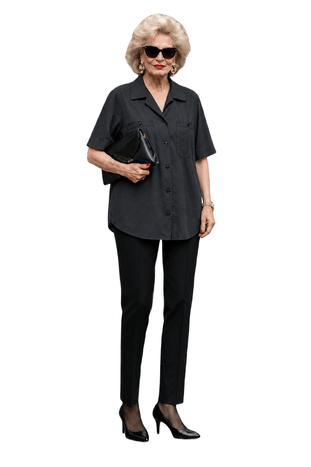 1990s Black Synthetic Blend Shirt - Model