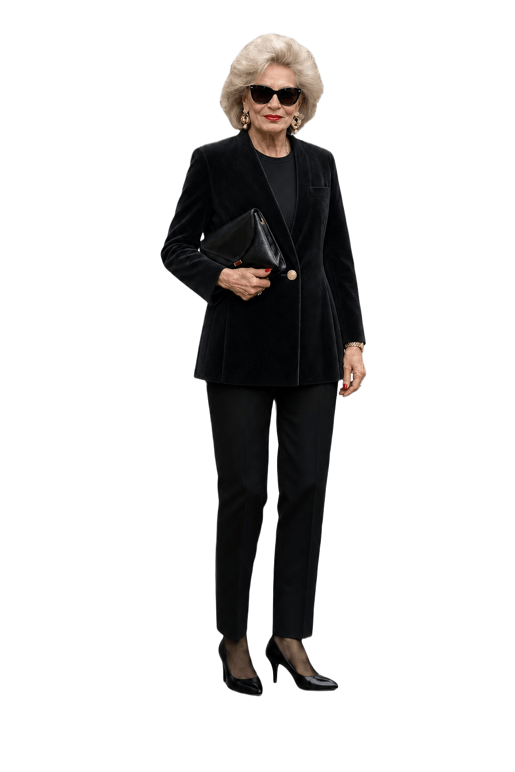 1980s Black Velvet Blazer - Model