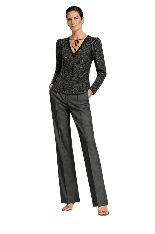1990s Black Metallic Polyester Blend Sweater - Model