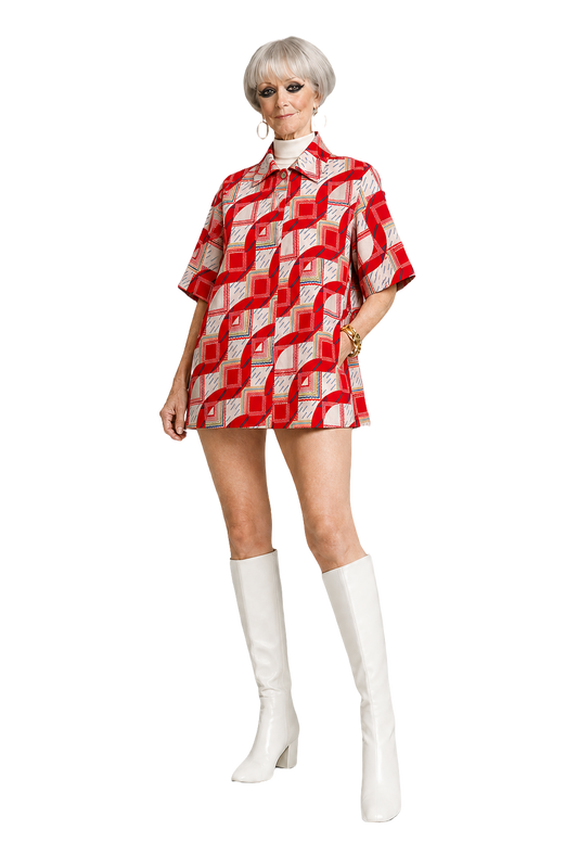 1960s Red Synthetic Blend Blouse - Model