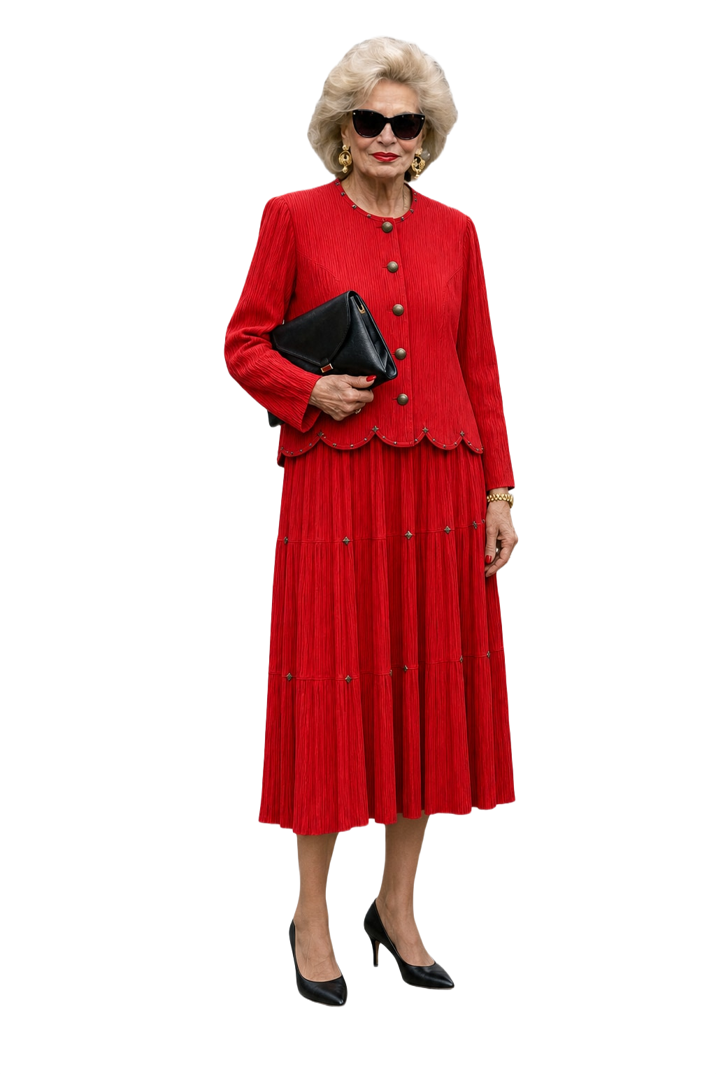 1980s Red Polyester 2-Piece Set - Model
