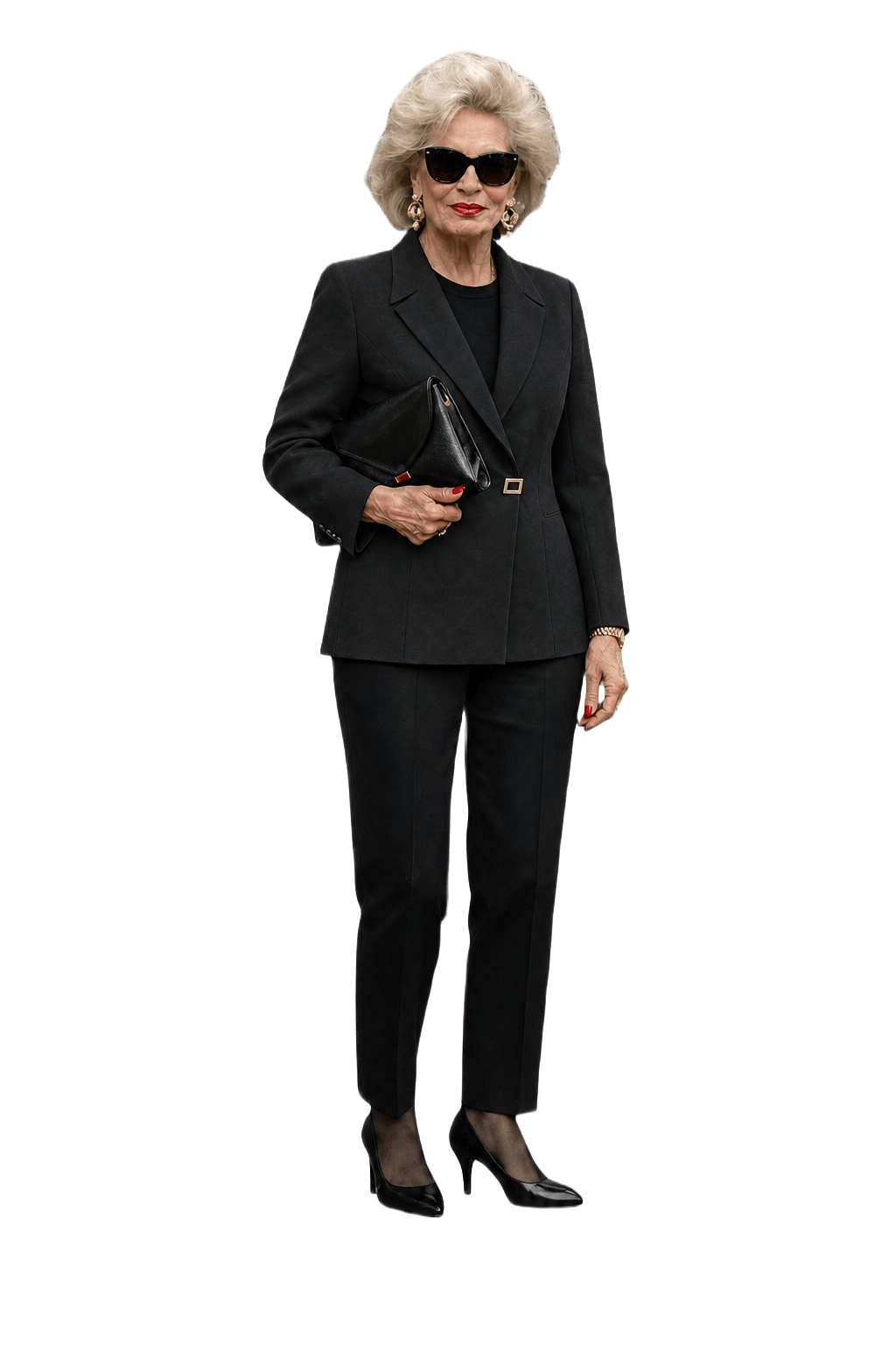 1980s Black Wool Blend Blazer - Model