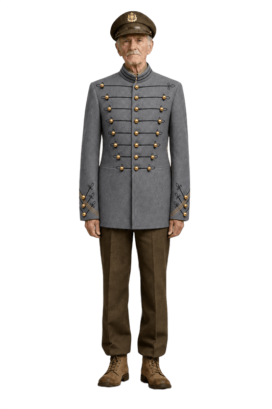 1940s Grey Wool Coat - Model