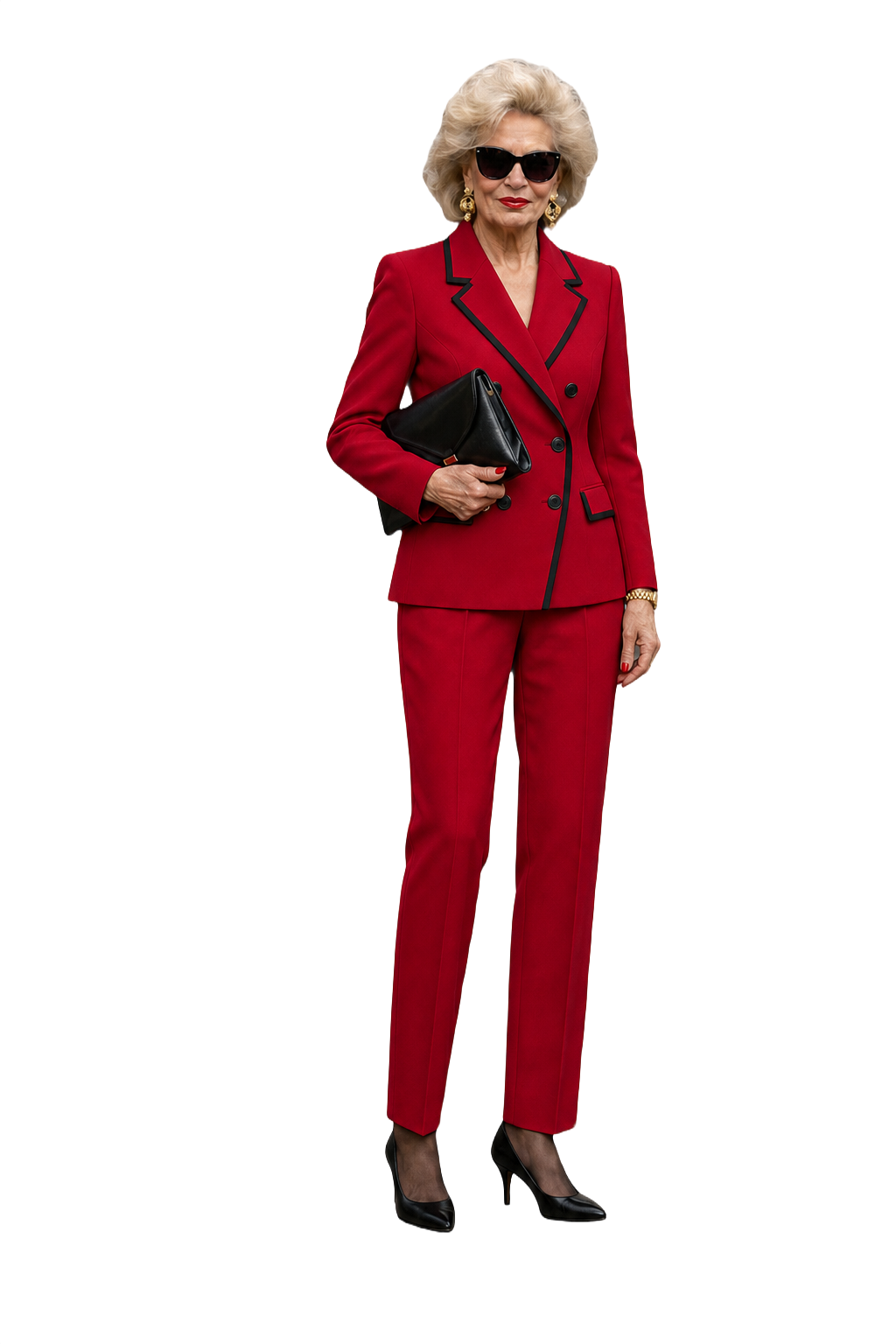 1980s Red Wool Blend 2-Piece Suit - Model