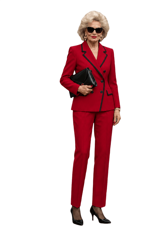 1980s Red Wool Blend 2-Piece Suit - Model