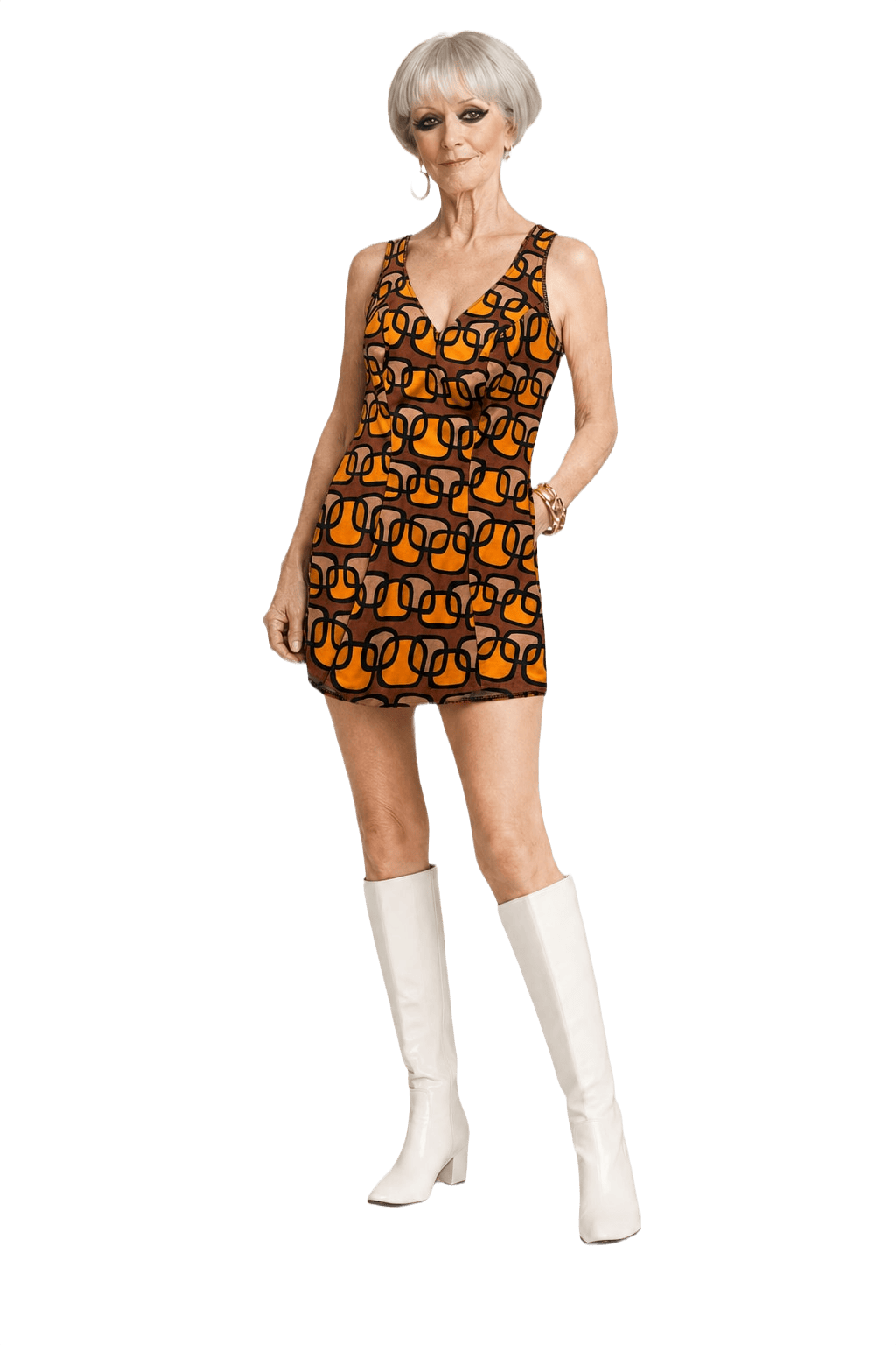 1960s Orange Smooth Swimsuit - Model