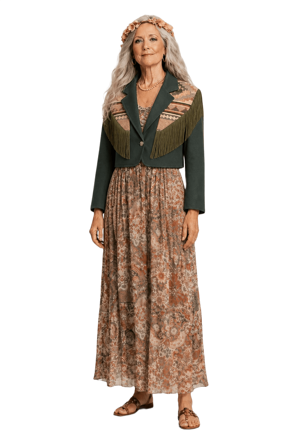 1970s Dark Green Synthetic Blend Jacket - Model