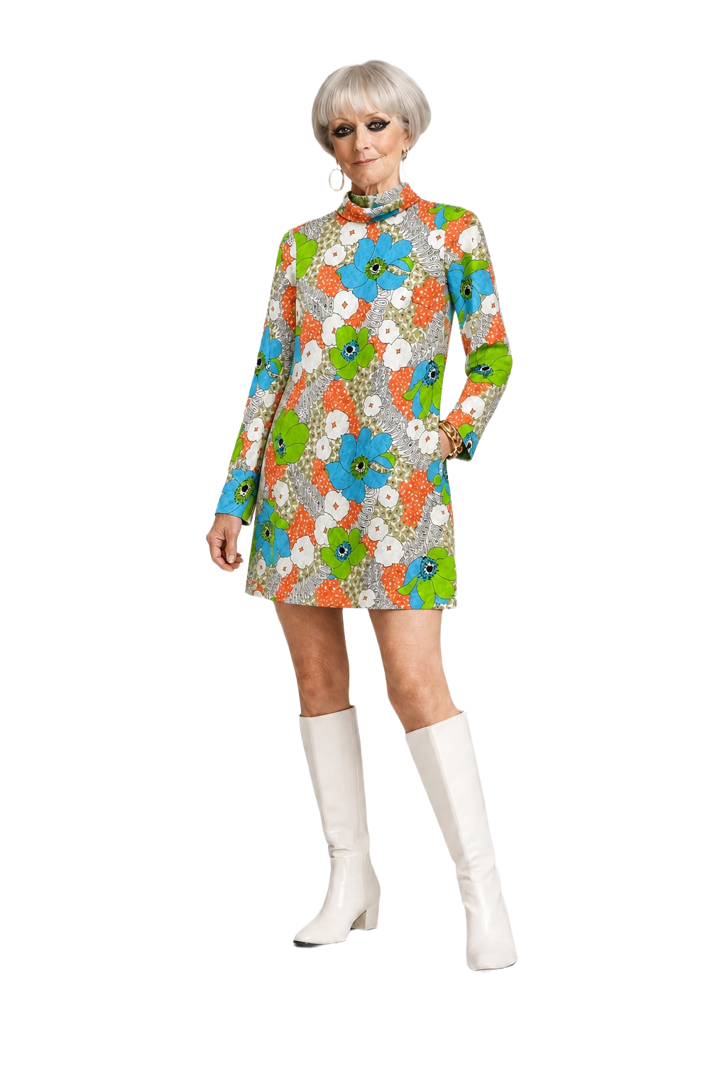 1960s Multicolor Cotton Mini Dress - Model