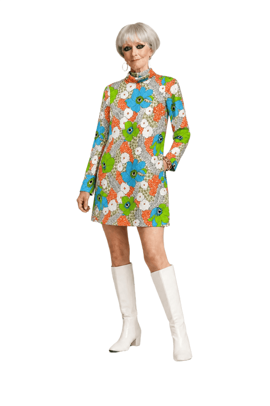 1960s Multicolor Cotton Mini Dress - Model
