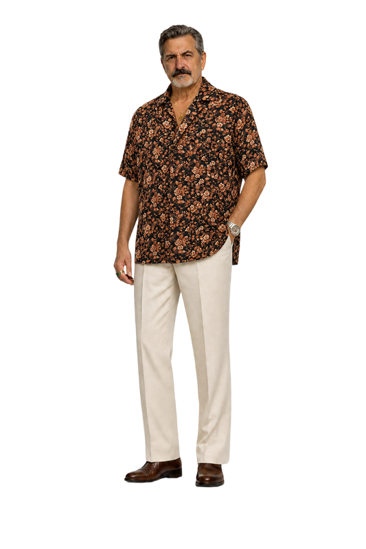 1980s Black Cotton Shirt - Model