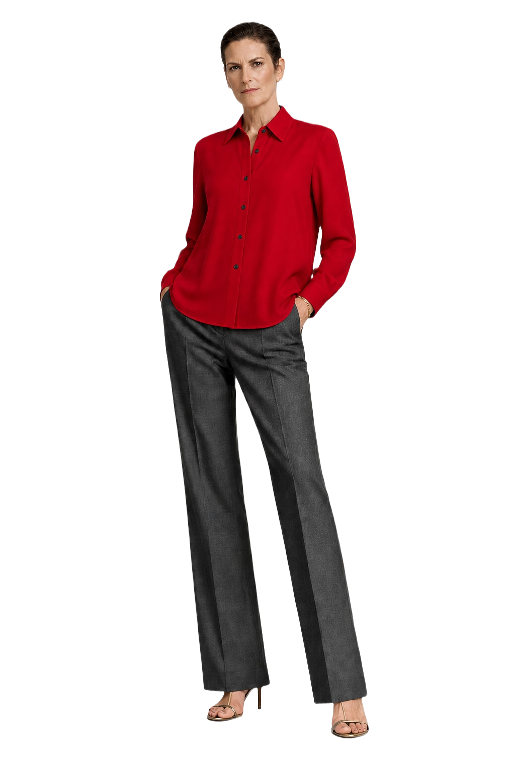 [1980s] Red Silk Blend Blouse - Model
