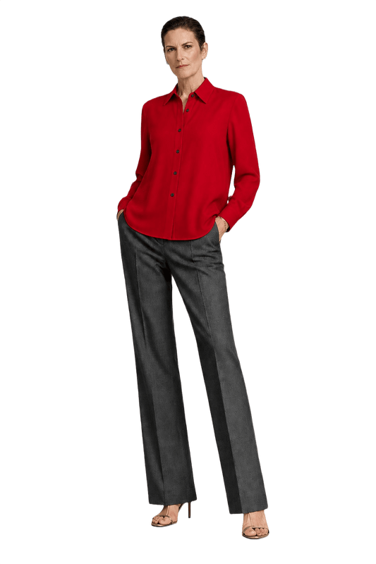 [1980s] Red Silk Blend Blouse - Model