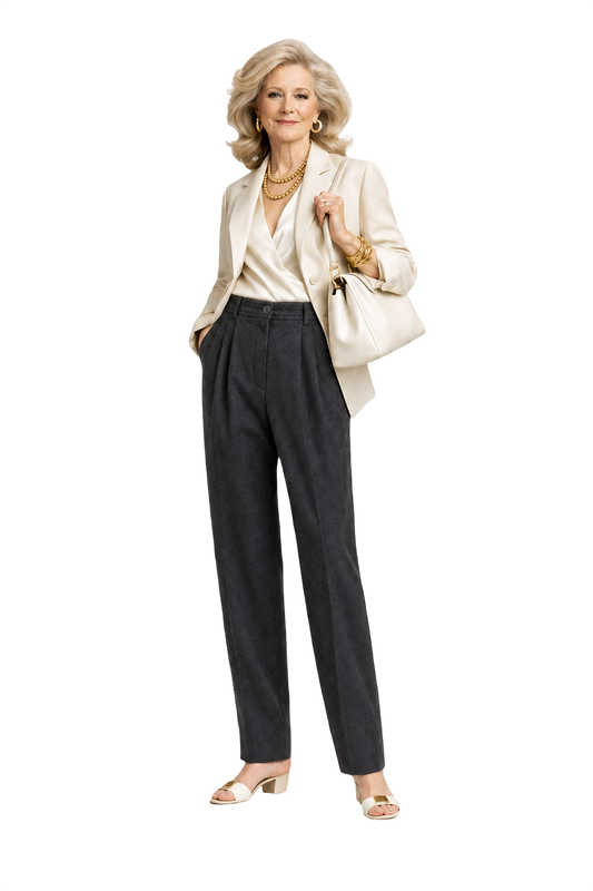 1980s Charcoal Grey Wool Trousers - Model
