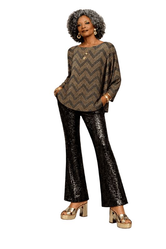 1980s Gold Metallic Blend Blouse - Model