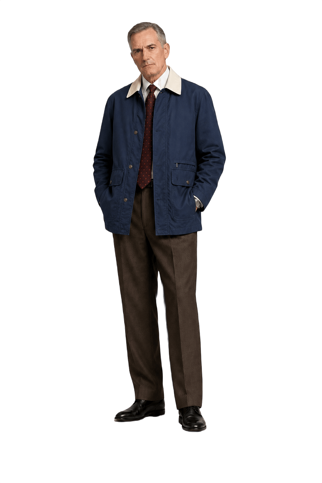 1990s Navy Blue Wool Blend Jacket - Model