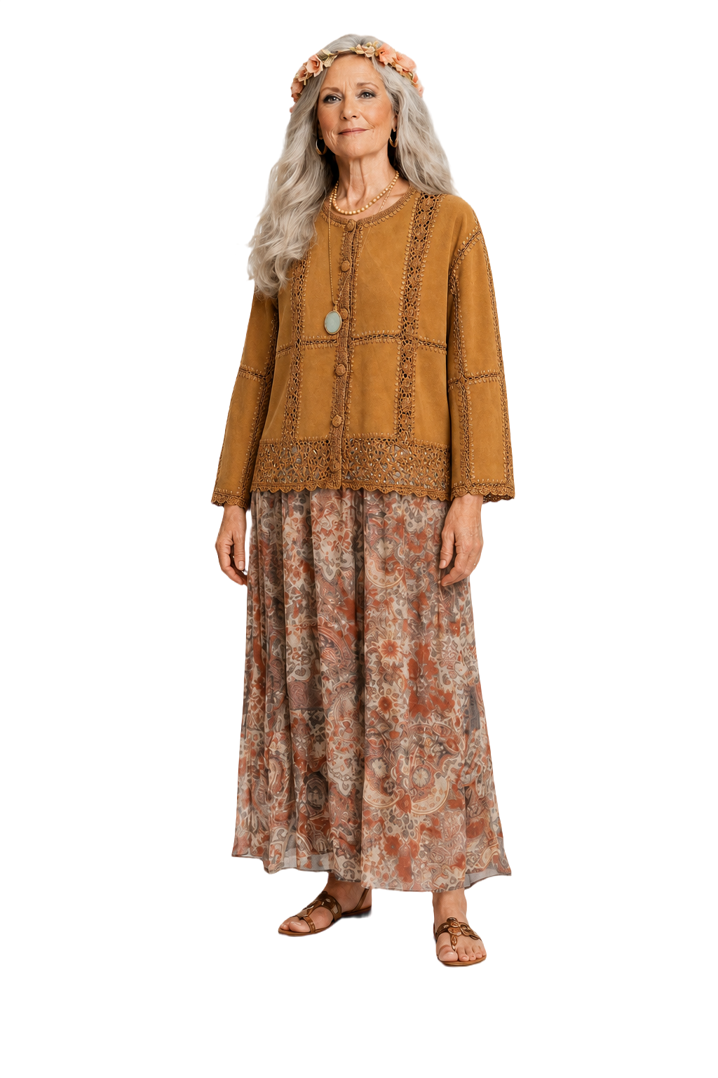 1970s Mustard Yellow Cotton Blend Cardigan - Model