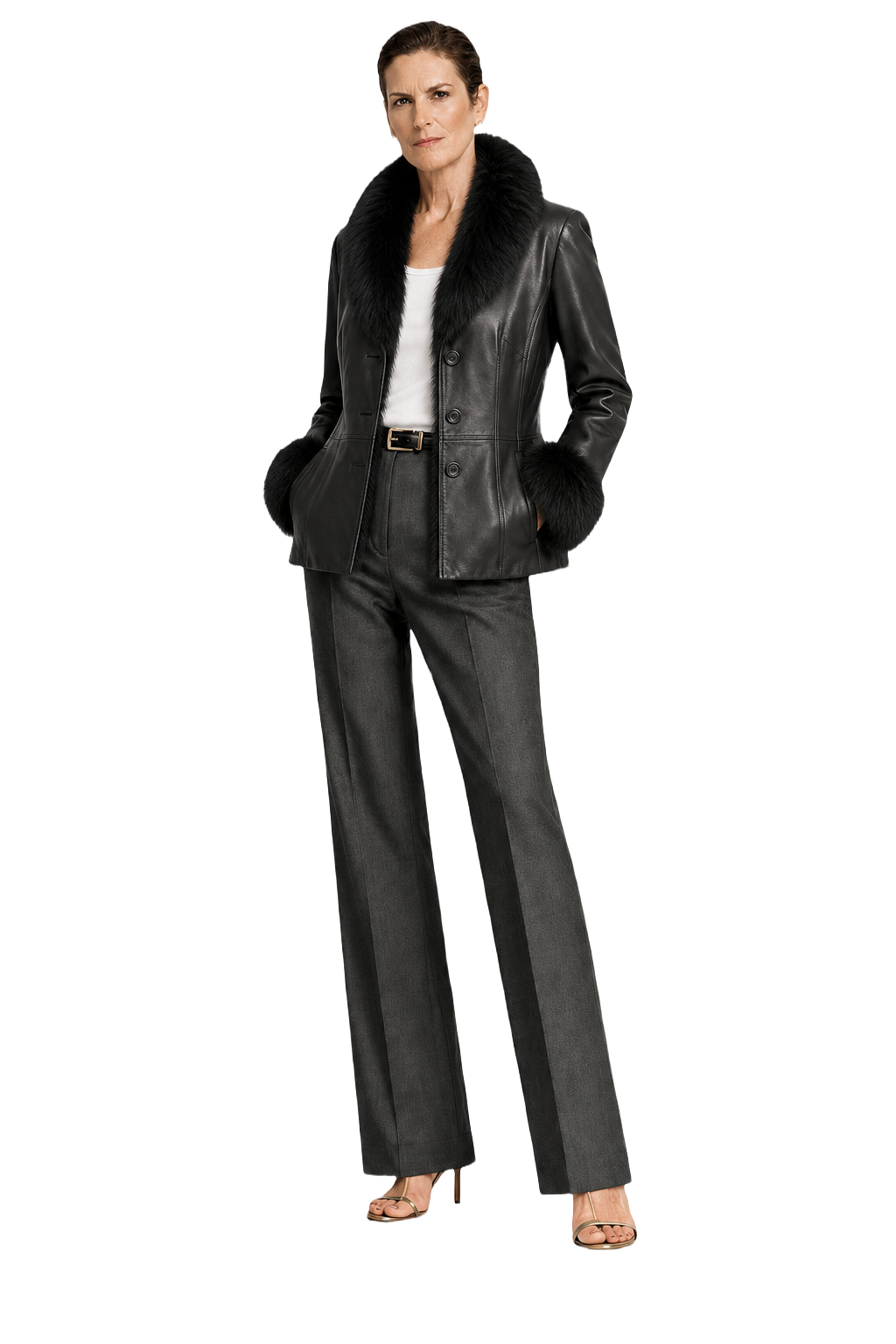 1990s Black Leather Jacket - Model