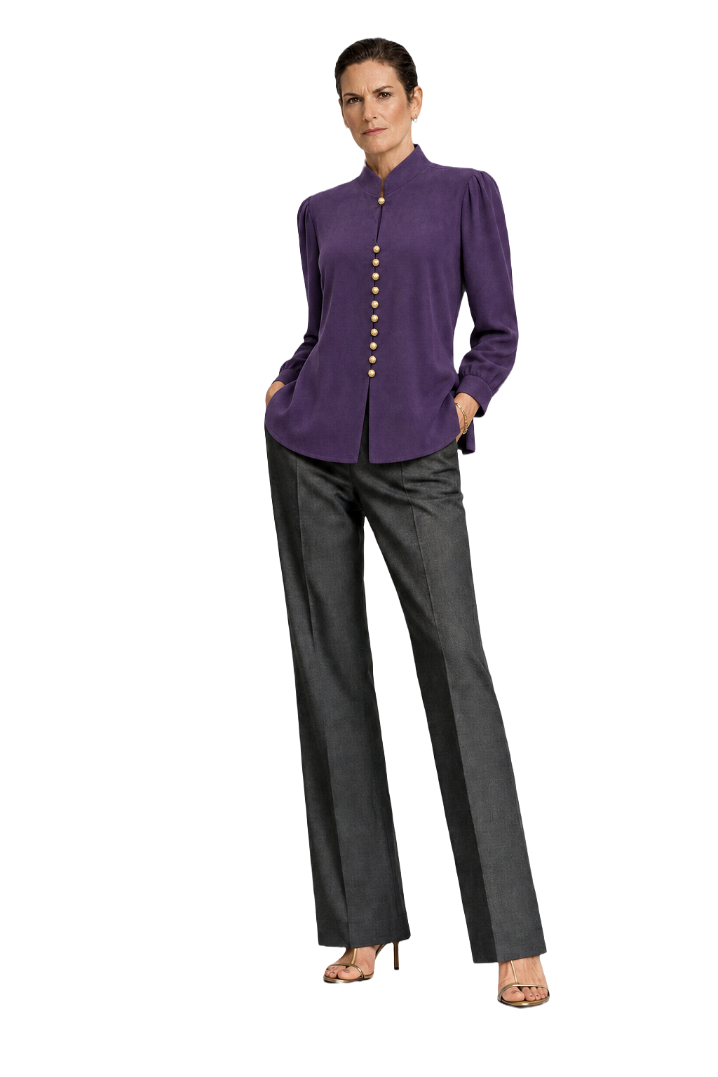 1990s Purple Silk Blouse - Model