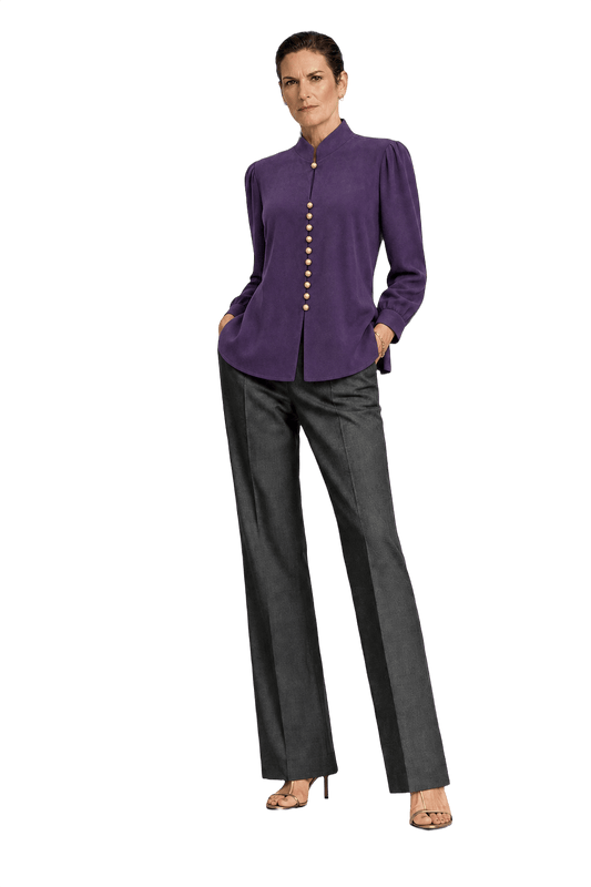 1990s Purple Silk Blouse - Model