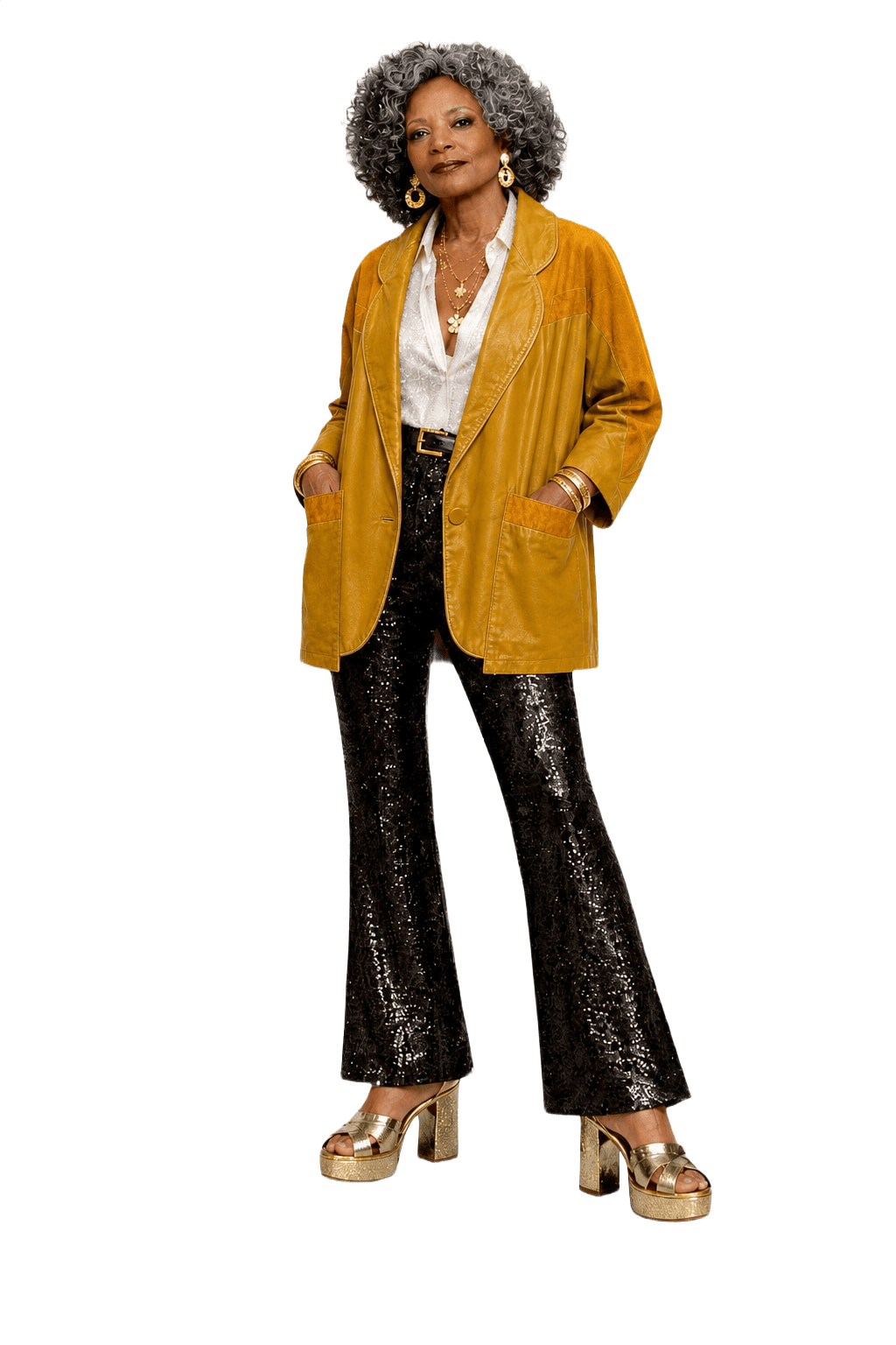 1980s Bright Yellow Polyester Blazer - Model