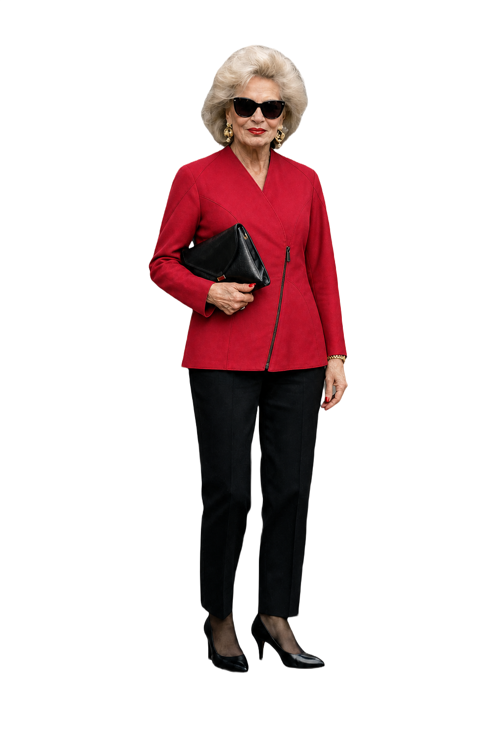 1980s Red Wool Jacket - Model