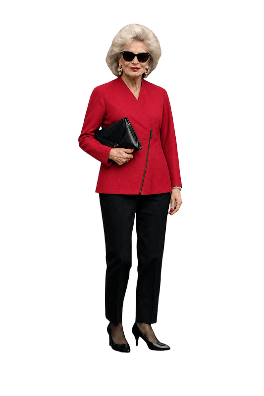 1980s Red Wool Jacket - Model