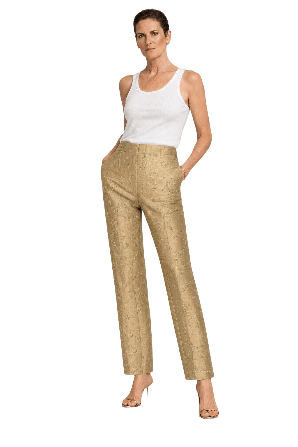1990s Gold Satin Pants - Model