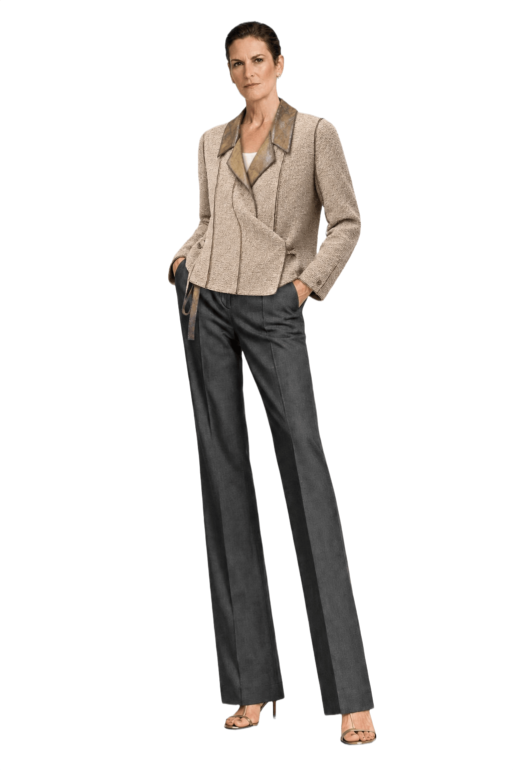 1990s Beige Wool Blend Blazer - Model
