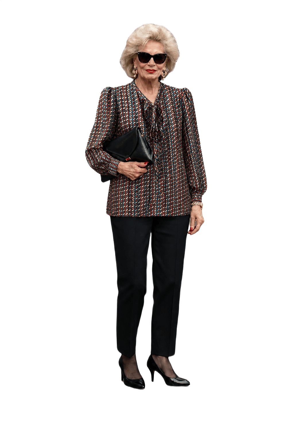1980s Multicolor Synthetic Blouse - Model
