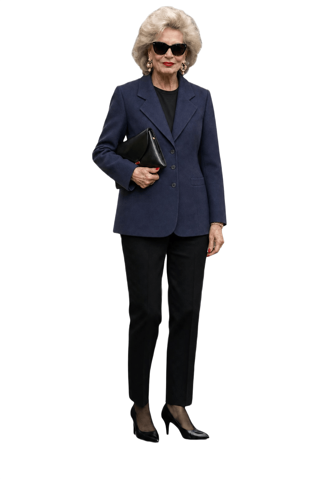 1980s Navy Blue Wool Blazer - Model