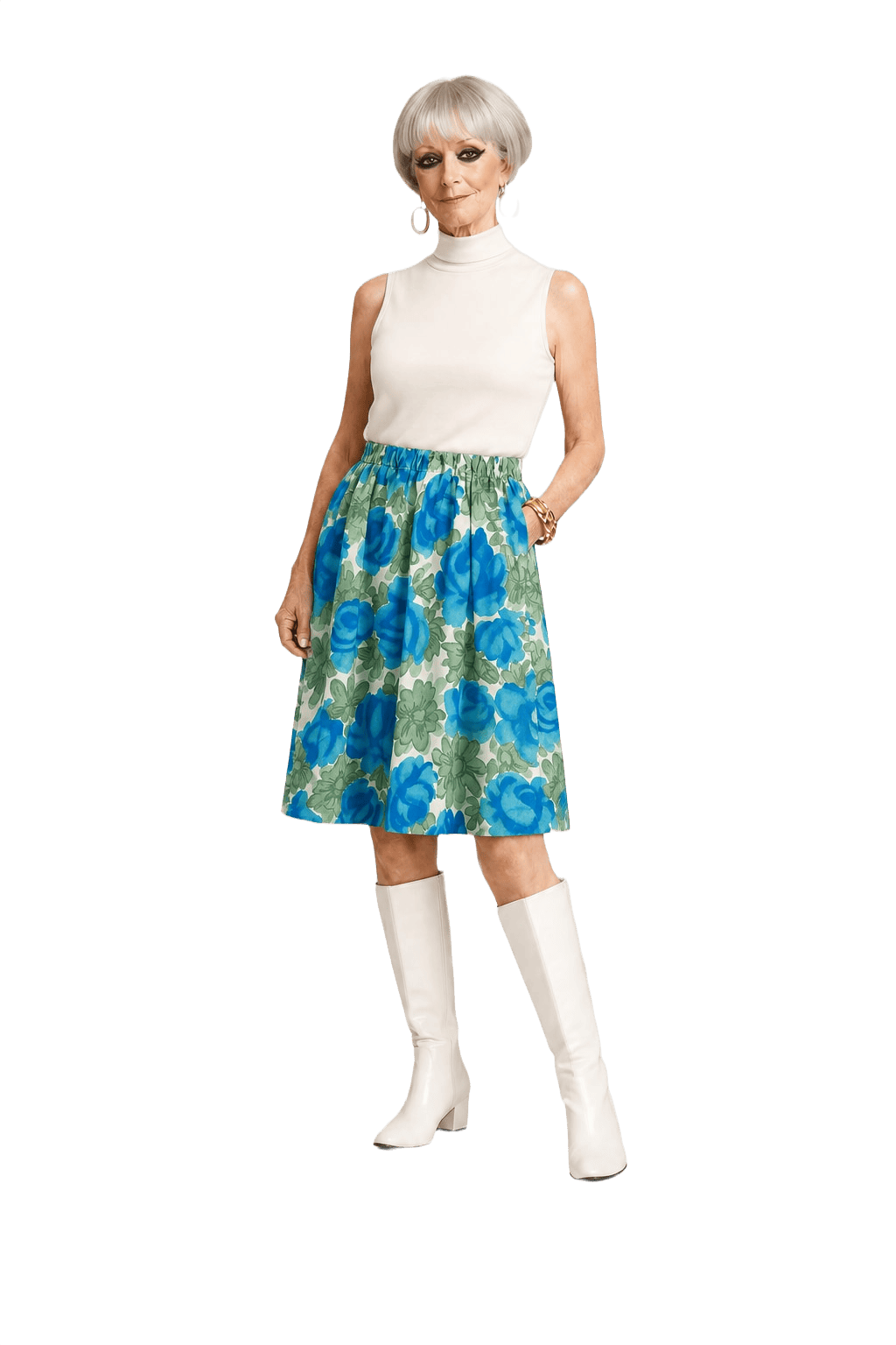 1960s Blue Cotton Skirt - Model