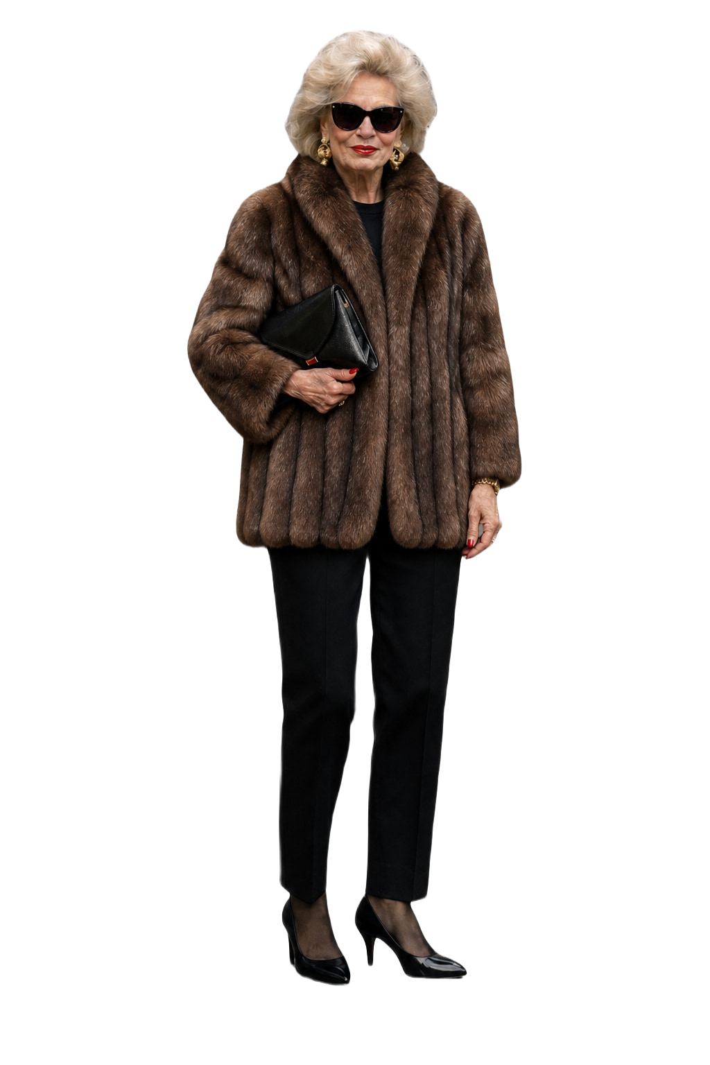 1980s Brown Fur Coat - Model