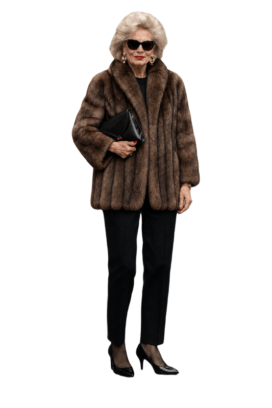 1980s Brown Fur Coat - Model