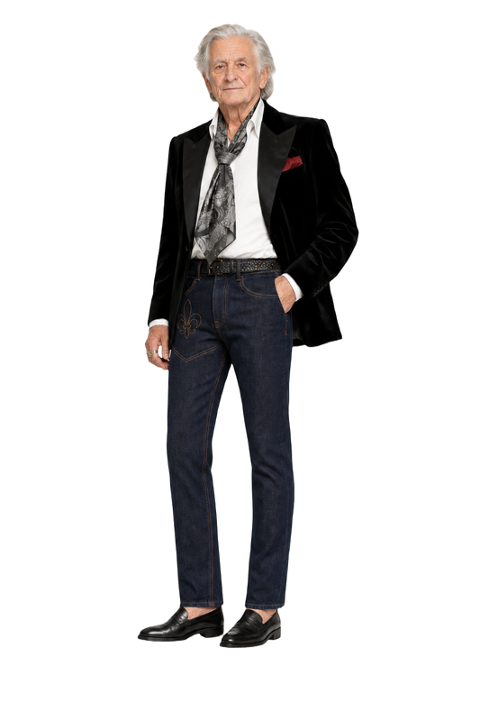 1970s Dark Blue Cotton Denim Jeans - Model