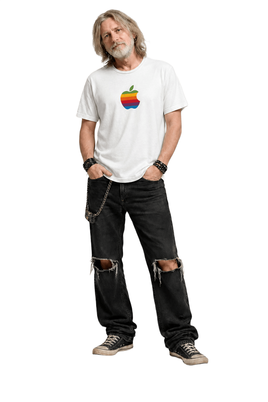 1990s White Cotton T-Shirt - Model