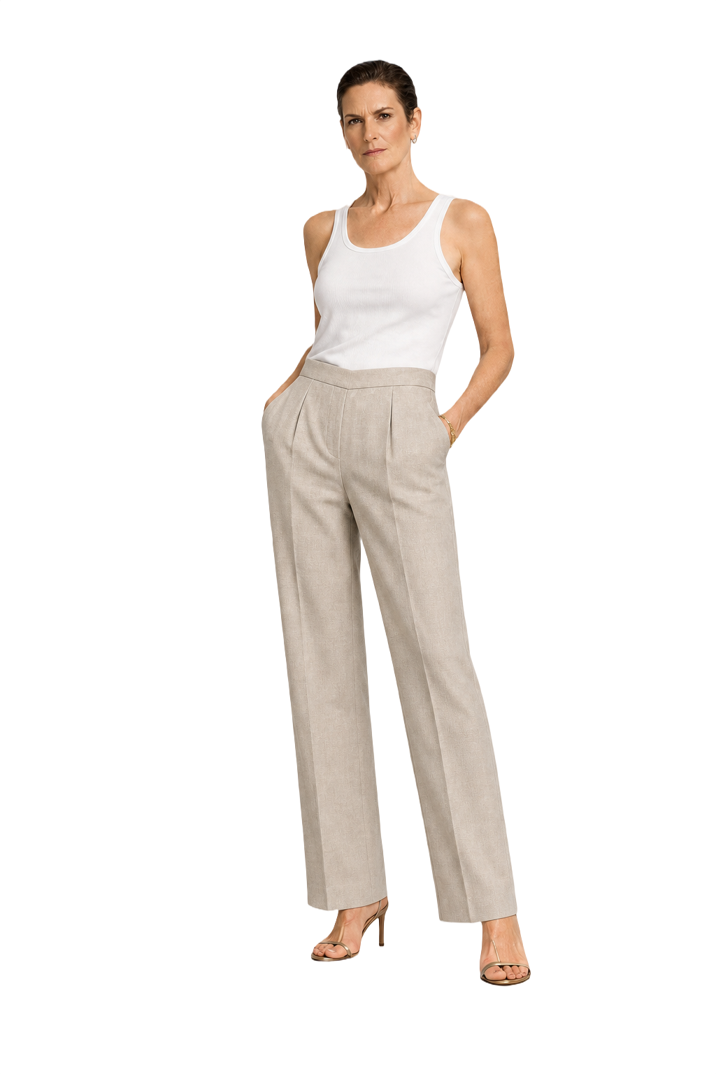 1980s Cream Cotton Trousers - Model