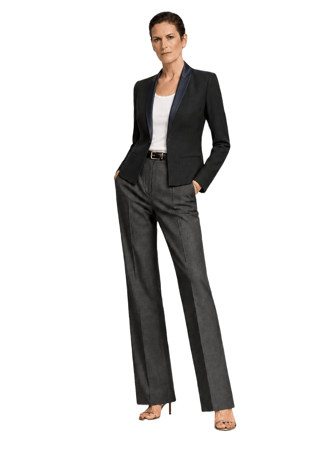 1980s Black Wool Blend Blazer - Model