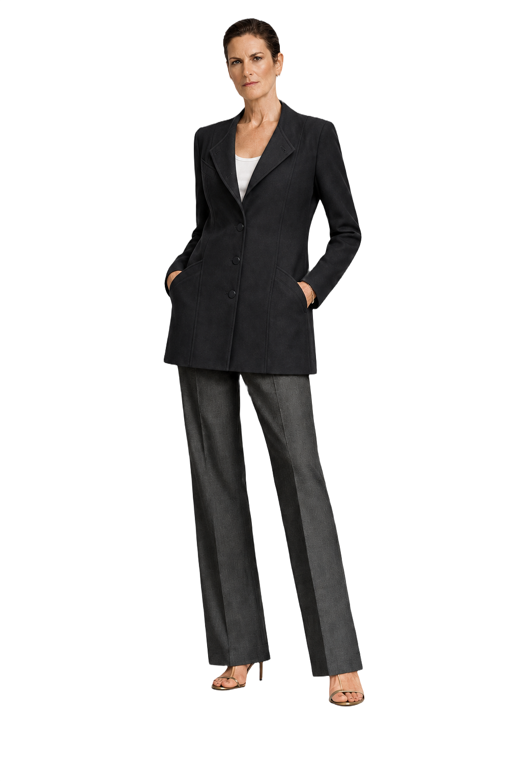 [1980s] Black Wool Blend Blazer - Model
