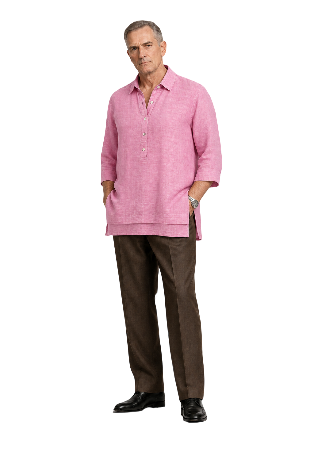1990s Pink Cotton Shirt - Model