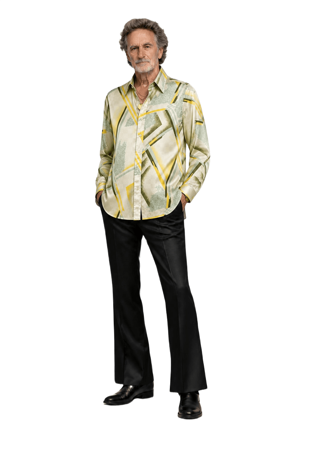 1970s Light Green Synthetic Blend Shirt - Model