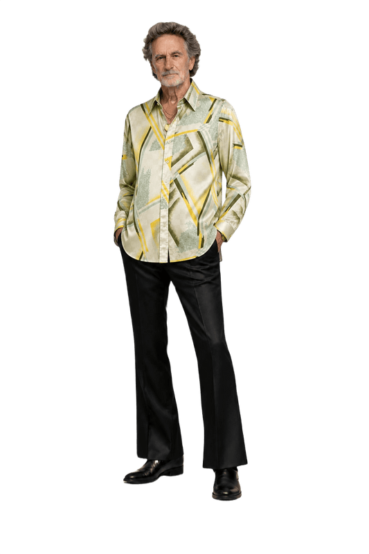 1970s Light Green Synthetic Blend Shirt - Model
