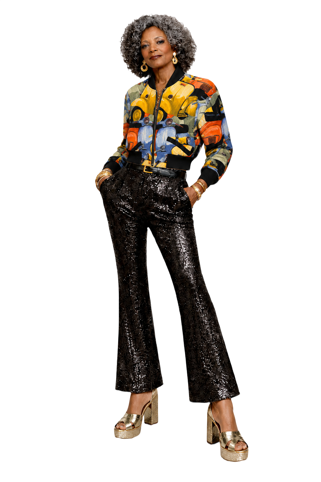 1980s Multicolor Synthetic Blend Jacket - Model