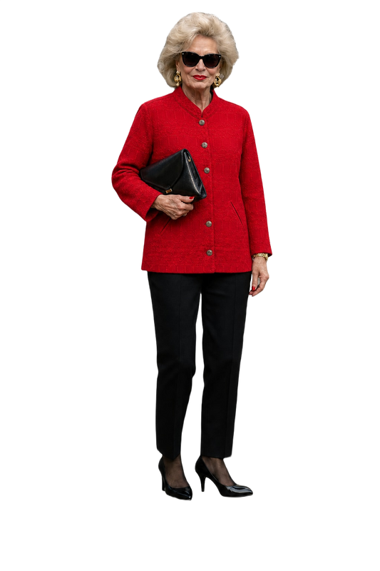 1980s Red Cotton Jacket - Model