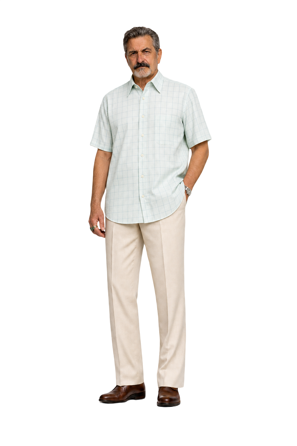 1980s Pastel Green Cotton Shirt - Model
