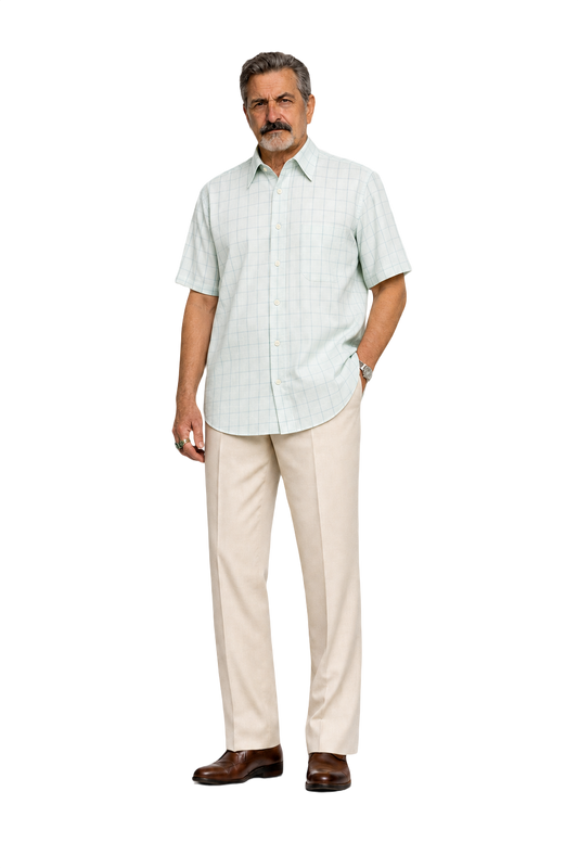 1980s Pastel Green Cotton Shirt - Model