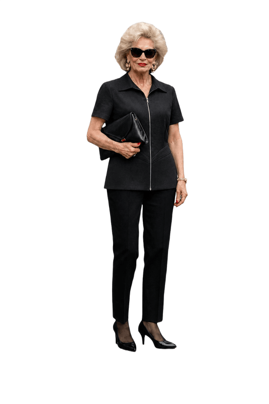 1980s Black Polyester Jacket - Model