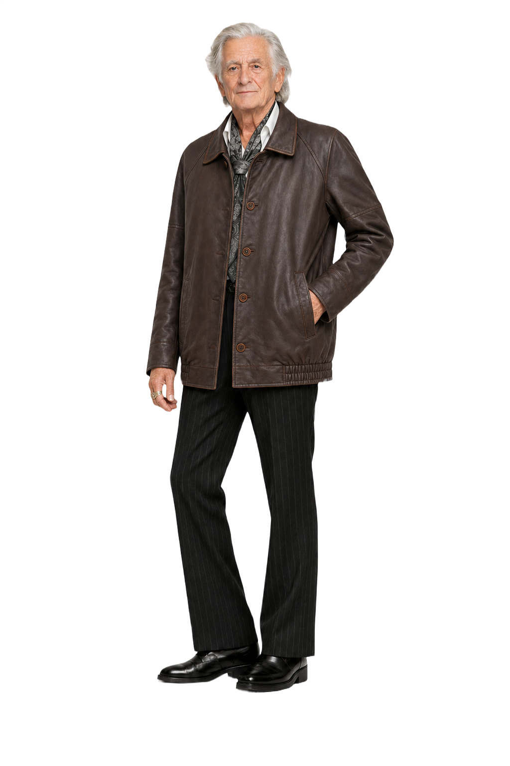 1970s Brown Leather Jacket - Model