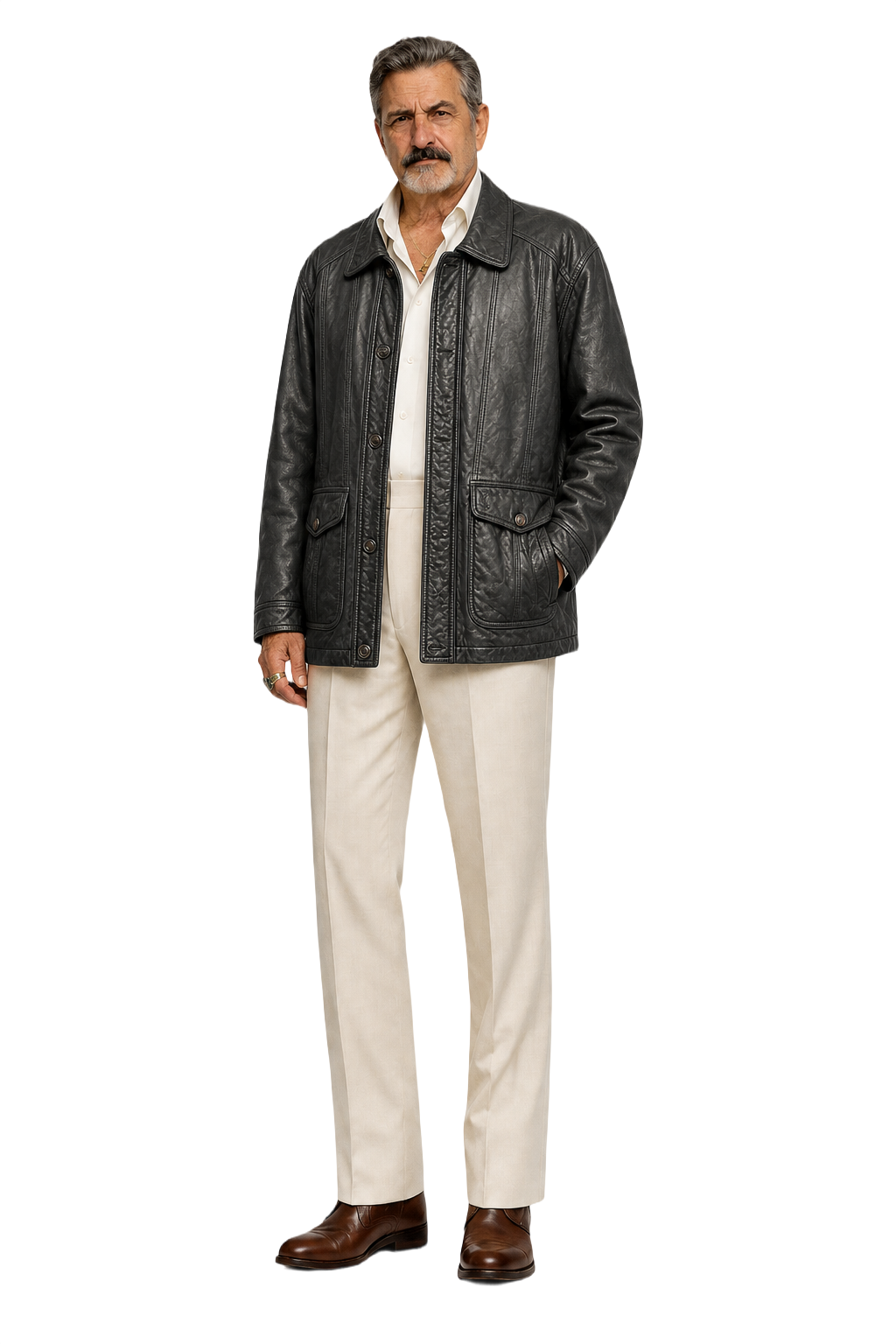 1980s Black Leather Leather Jacket - Model